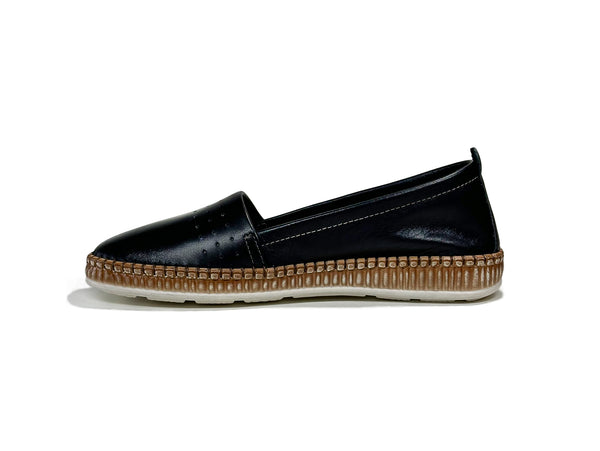 Women's Leather Black Color Ballerina Shoes