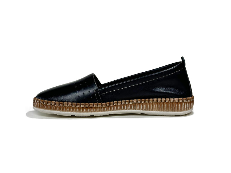 Women's Leather Black Color Ballerina Shoes