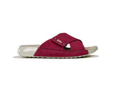 Women's Cross Strap Nubuck Fuchsia Leather Slippers