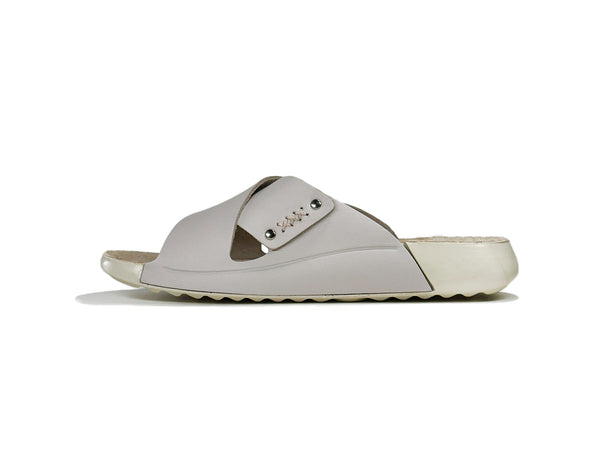 Women's Cross Strap Silver Leather Slippers