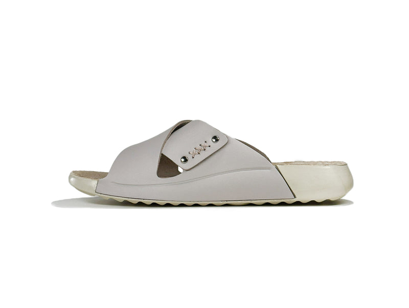 Women's Cross Strap Silver Leather Slippers