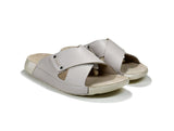 Women's Cross Strap Silver Leather Slippers