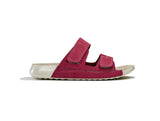 Women's Double-Strap Nubuck Fuchsia Leather Slippers