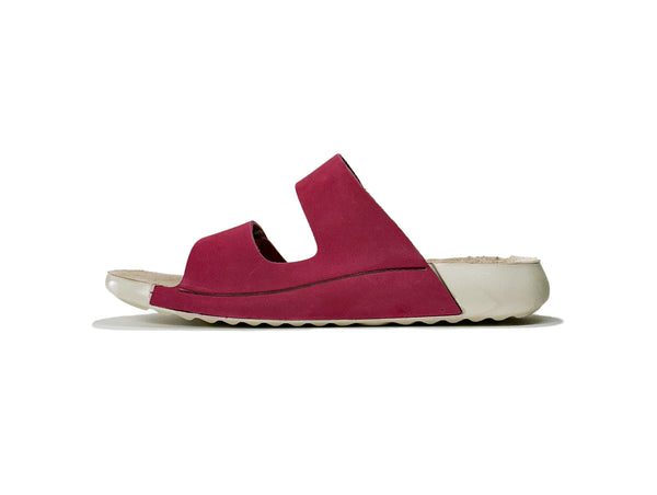 Women's Double-Strap Nubuck Fuchsia Leather Slippers