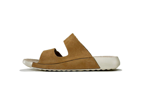 Women's Double-Strap Nubuck Brown Leather Slippers