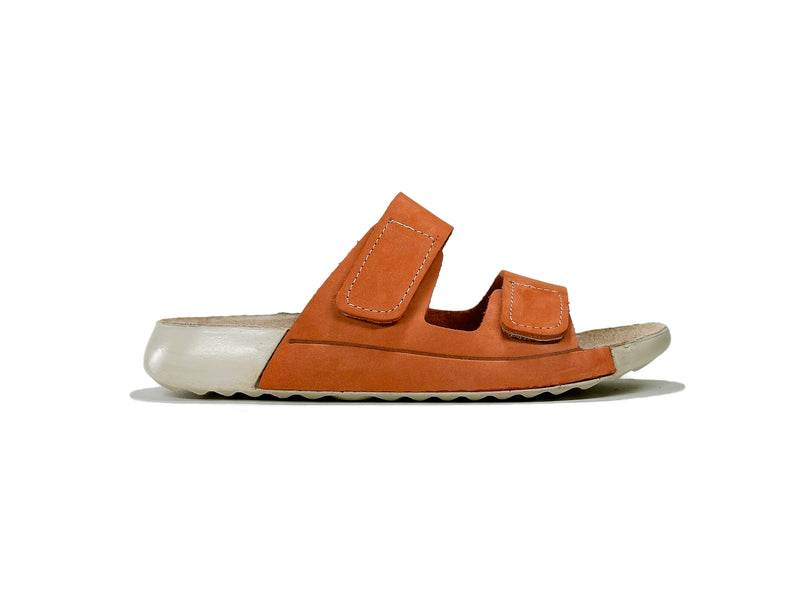 Women's Double-Strap Nubuck Orange Leather Slippers