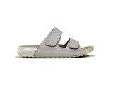 Women's Double-Strap Silver Leather Slippers