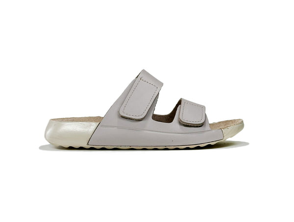 Women's Double-Strap Silver Leather Slippers