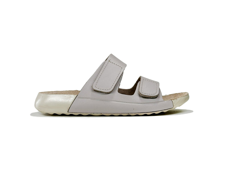 Women's Double-Strap Silver Leather Slippers