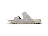 Women's Double-Strap Silver Leather Slippers