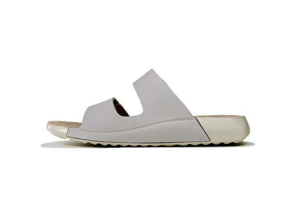 Women's Double-Strap Silver Leather Slippers