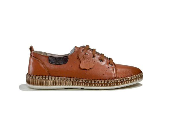 Women's Lace-Up Tan Leather Shoes