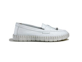 Women's Bowknot White Color Leather Loafer