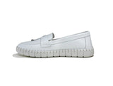 Women's Bowknot White Color Leather Loafer
