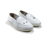 Women's Bowknot White Color Leather Loafer