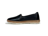 Women's Hole Patterned Black Color Leather Shoes