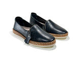 Women's Hole Patterned Black Color Leather Shoes
