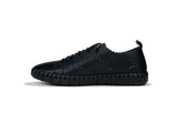 Women's Lace-Up Black Leather Comfort Shoes